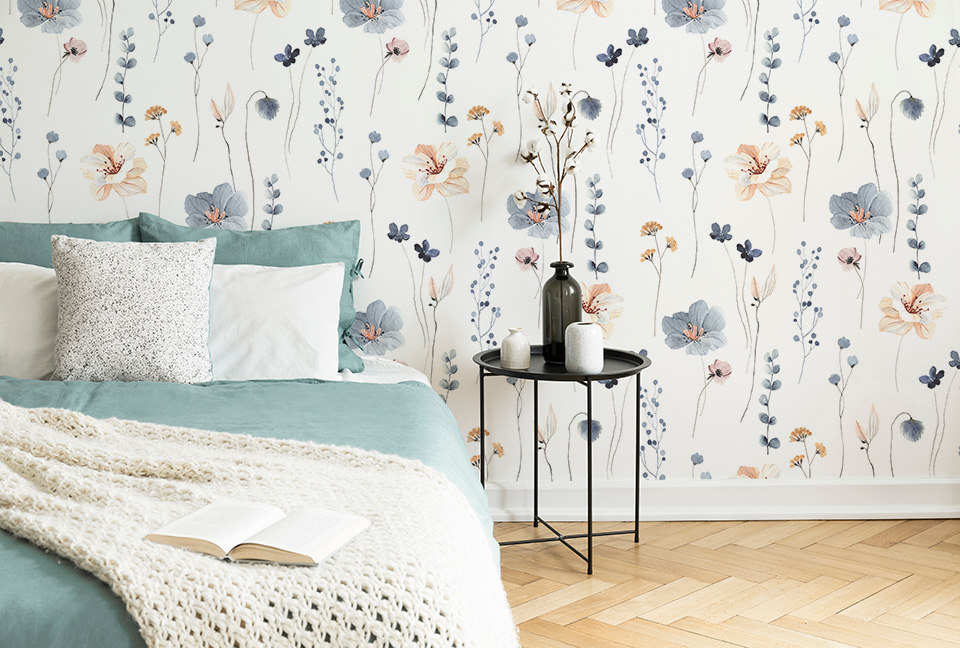 Florale Tapete in Aquarell Florale Tapete in Aquarell
