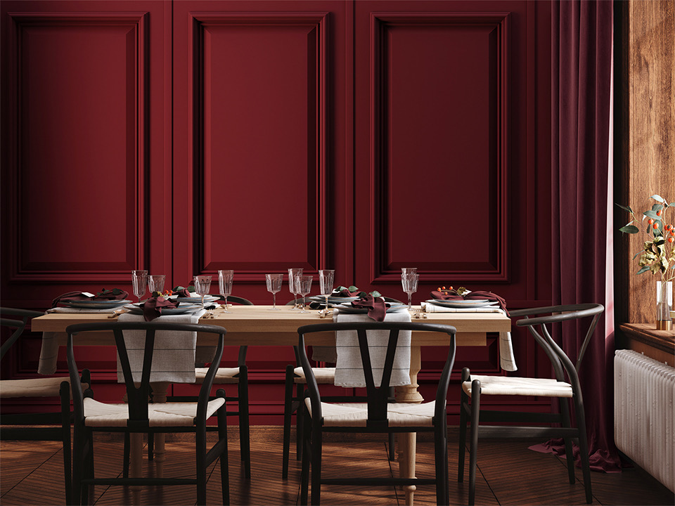 Fototapete burgunderroter Stuck