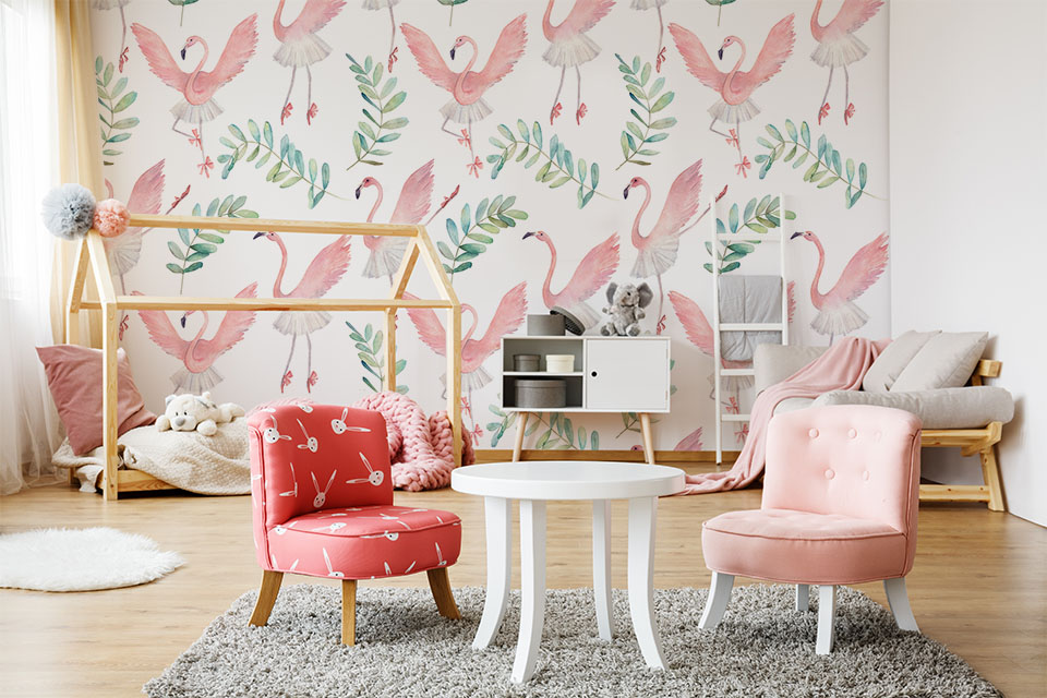 Fototapete rosa Flamingos