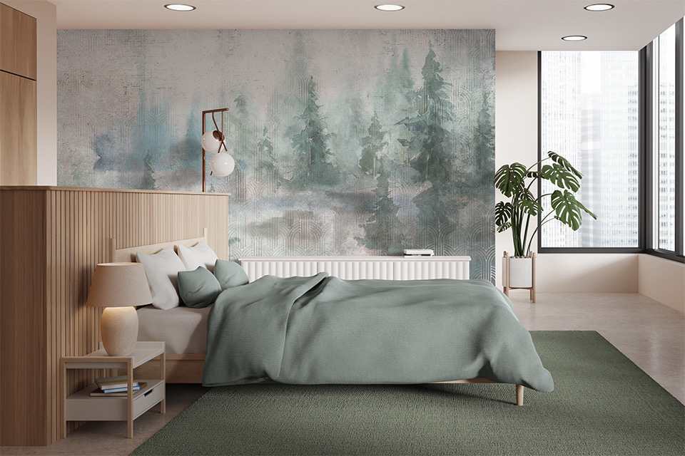 Gealterte Fototapete Wald