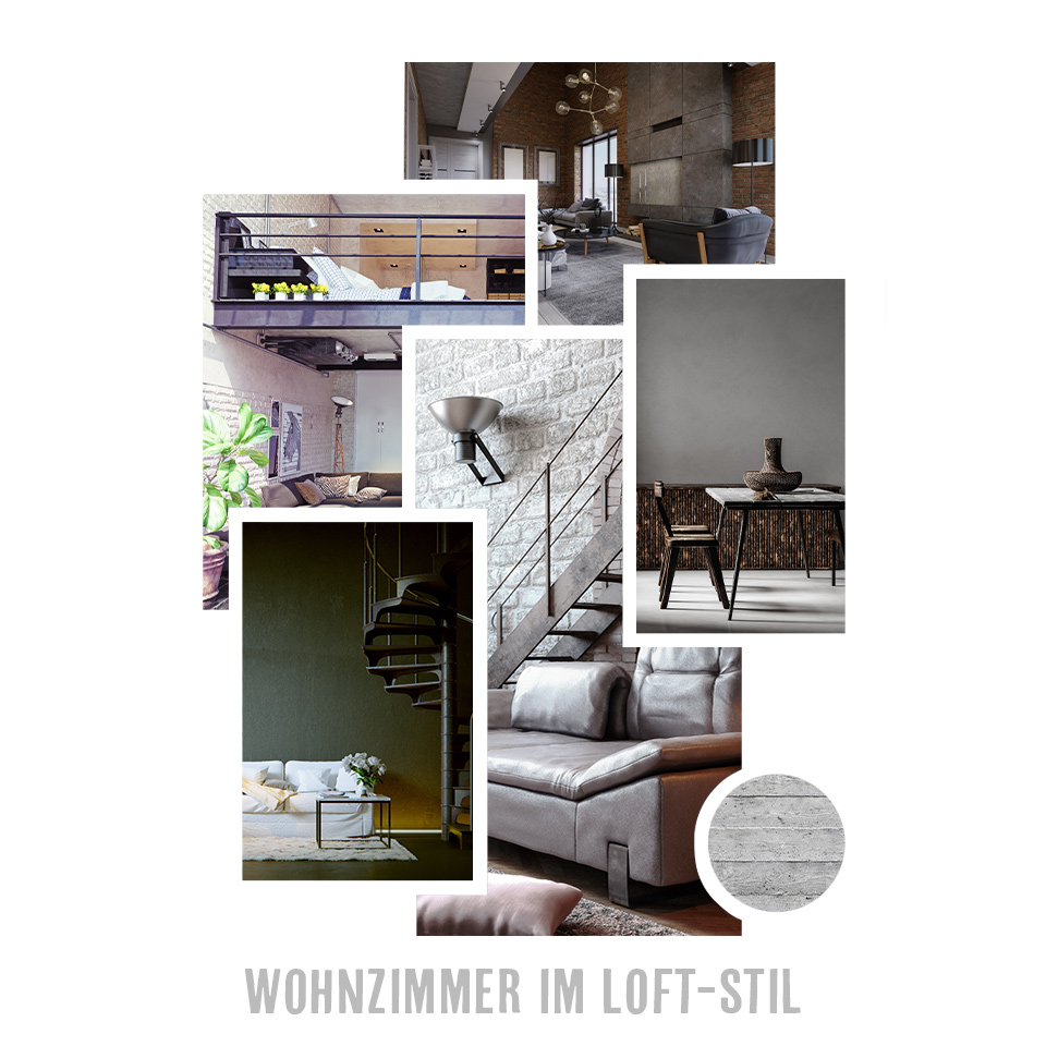 Moodboard – Loft-Wohnzimmer