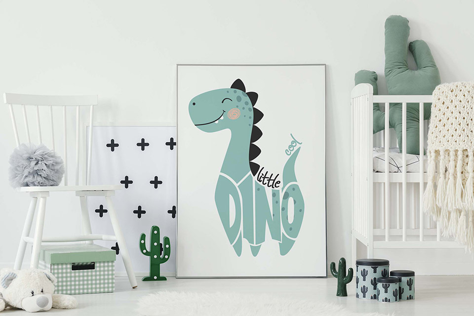 Poster mit Illustration von Dinosaur
