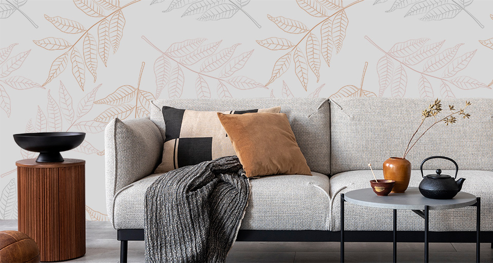 Tapete beige Blätter Tapete beige Blätter