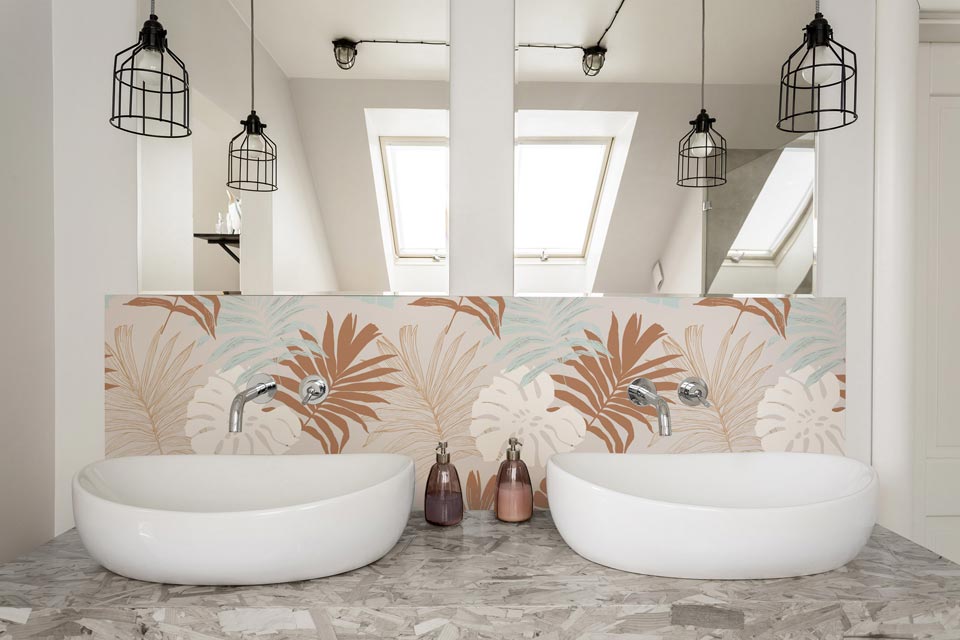 Tapete Monstera im Badezimmer