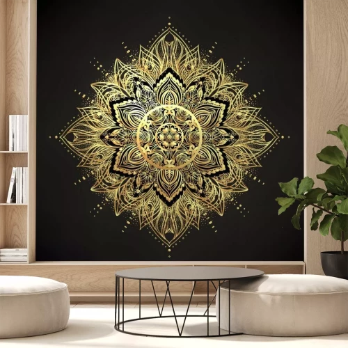 Sticker Vektor ornamental Lotus Blume, ethnische Kunst, gemusterten indischen Paisley. Hand gezeichnet Illustration isoliert. Einladung. Goldene Aufkleber, Blitz temporäre Tätowierung, Mehndi und Yoga Design