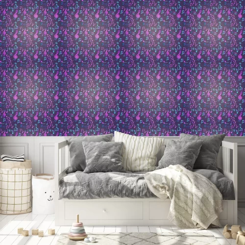 Tapete Notizen Nahtlose Muster Musik Banner Bunte moderne musikalische Poster flache Vektor-Illustration