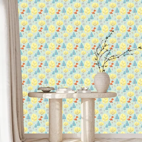 Tapete Niedliche Waldtiere für Kinder