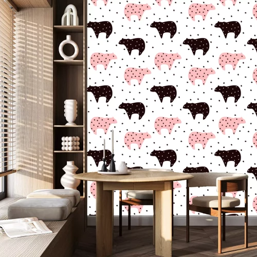 Tapete Nette große abstrakte Bär mit Sternen nahtlose Muster. Vektor Hand gezeichnet Illustration.