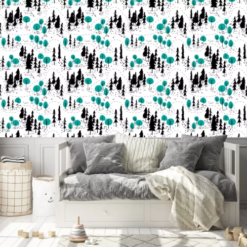 Tapete Wege in einem abstrakten Wald