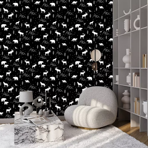 Tapete Wilde Waldtiere mit Wölfen