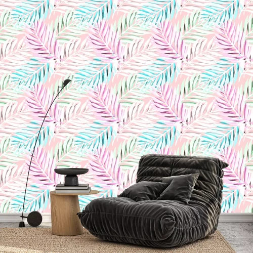 Tapete Pastellmuster mit Blättern