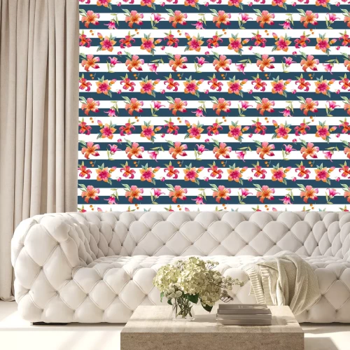 Tapete Aquarell Blumenmuster