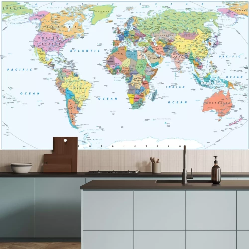 Fototapete Weltkarte mit politischen Grenzen