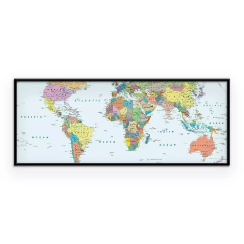 Poster Politische Weltkarte mit Ländern und Hauptstädten in englischer Sprache