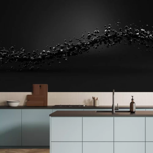 Fototapete Schwarze 3D-Kristalle auf dunklem Hintergrund