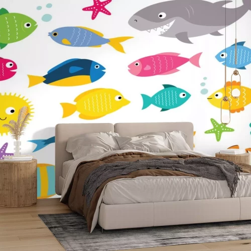 Sticker Fische und Meerespflanzen Cartoon-Grafik