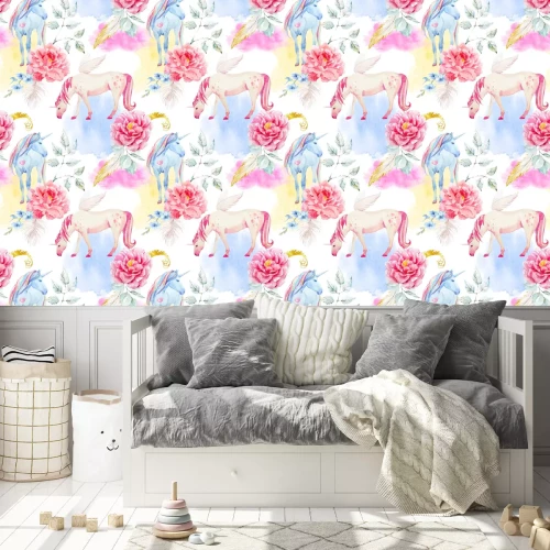 Tapete Mädchenhaftes Einhornland