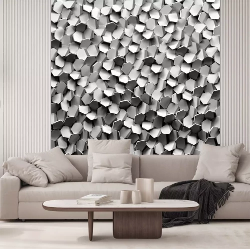 Fototapete 3D-graue Kacheln