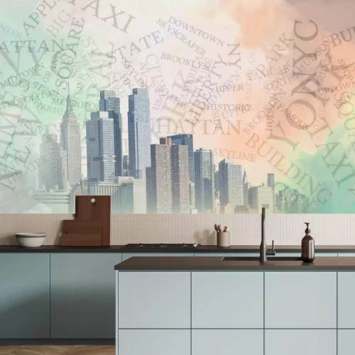 Fototapete Stadt 3D mit Typografie