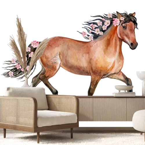 Sticker Pferd mit Blumen