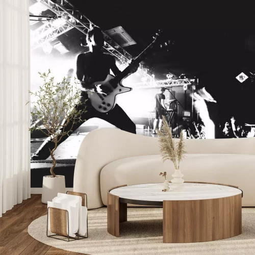 Fototapete Schwarz-weiße Fotografie mit Gitarristen