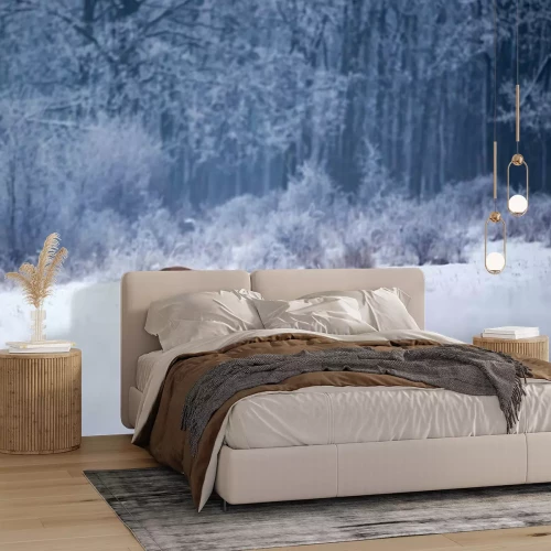 Fototapete Fuchsfigur in einem verschneiten Wald