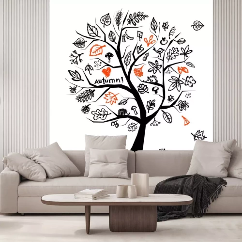 Sticker Herbstbaum, Skizze, Zeichnung für Ihre Konstruktion