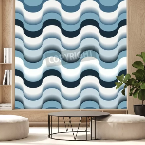 Fototapete Blaue Wellen 3D