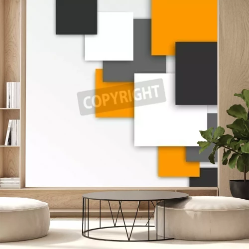 Fototapete Weiße gelbe und schwarze Quadrate