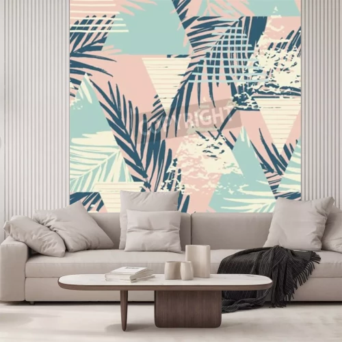 Fototapete Illustration in Pastellfarben mit Natur