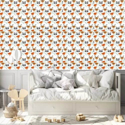 Tapete Set cute Tiere Kopf Hintergrund Design Vektor-Illustration