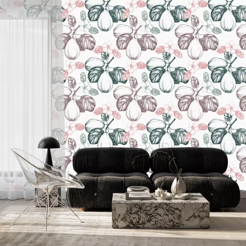 Tapete Retro-Abbildung von Birnen