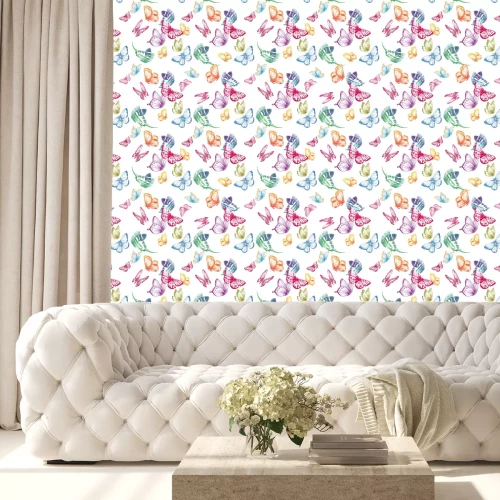 Tapete Schmetterlinge in verschiedenen Pastellfarben