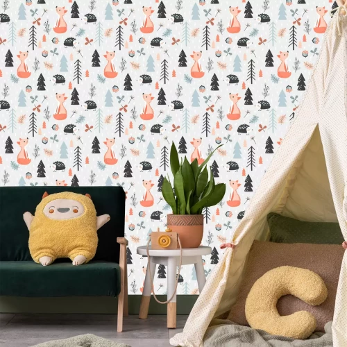 Tapete Skandinavische Waldtiere