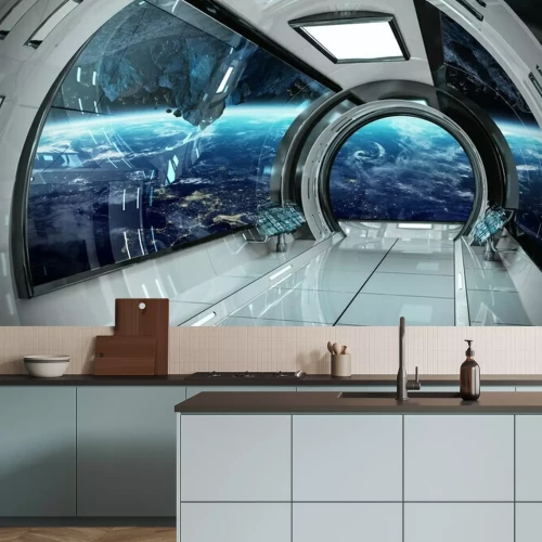 Fototapete Galaxie 3D von Innenraum des Raumschiffes