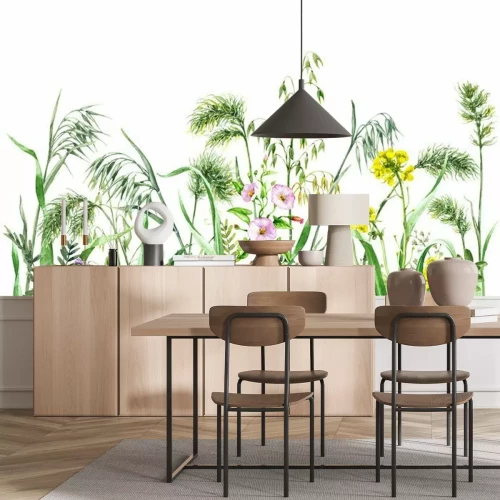 Fototapete Gräser und Blumen