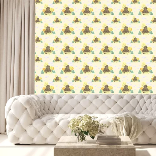 Tapete Baby bunte nahtlose Muster mit dem Bild der niedlichen Waldtiere und Herbst Bäume. Vektor Hintergrund.