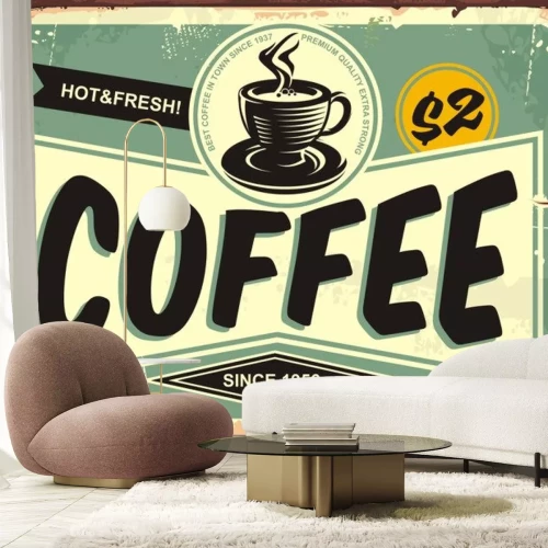 Sticker Kaffeewerbung im Retro-Stil