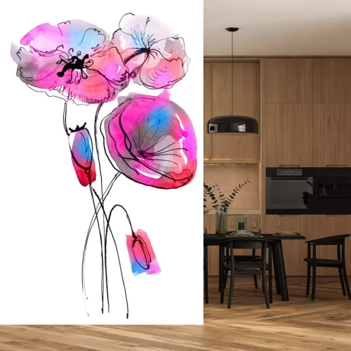 Sticker Feldblumen in Rosa gemalt