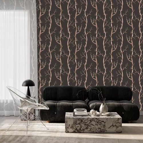 Tapete Bäume ohne Blätter in der Nacht