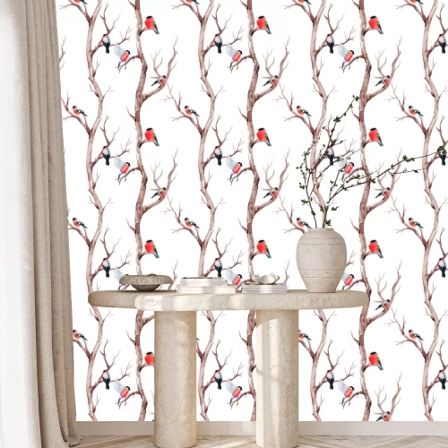 Tapete Vögel zwitschern auf den Ästen