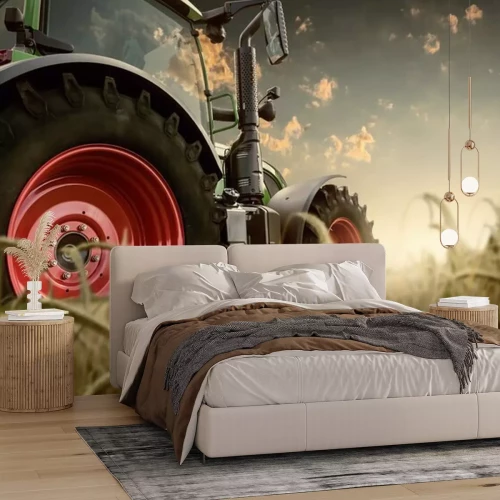 Fototapete 3d Traktor in Getreide