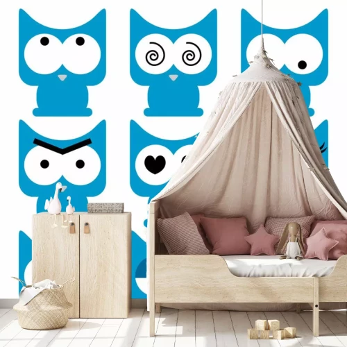 Sticker Eine Reihe von lustigen Katzen mit unterschiedlichen Emotionen