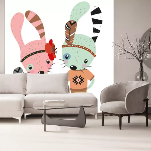 Sticker Indianisch gekleidete Hasen