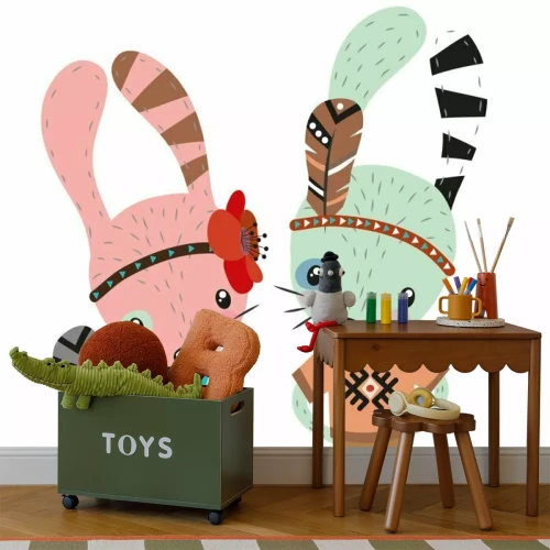 Sticker Indianisch gekleidete Hasen