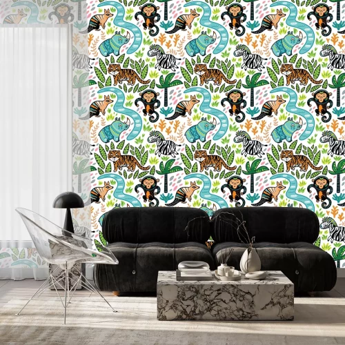 Tapete Vector nahtlose tropischen Muster mit dekorativen Tier Zeichen