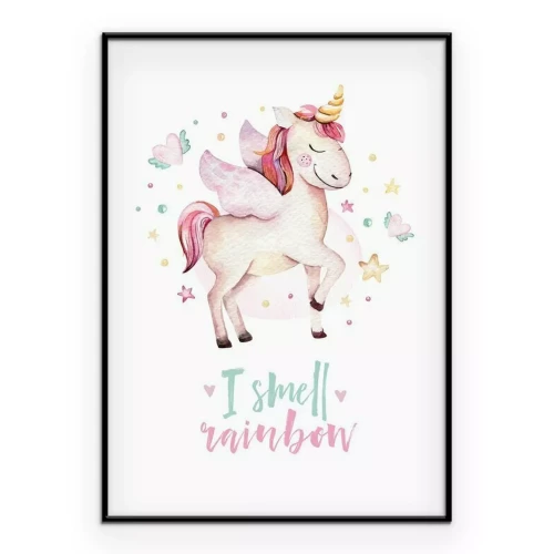 Poster Pastellfarbenes Einhorn für ein Mädchen