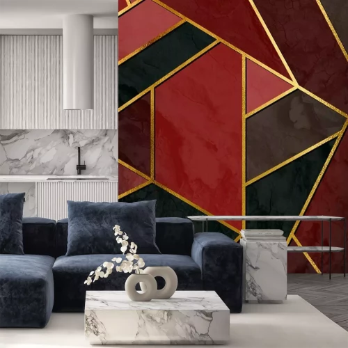 Sticker Geometrisches Muster mit goldenen Linien