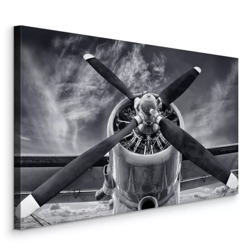 Bild Schwarzweißfoto eines Flugzeugpropellers