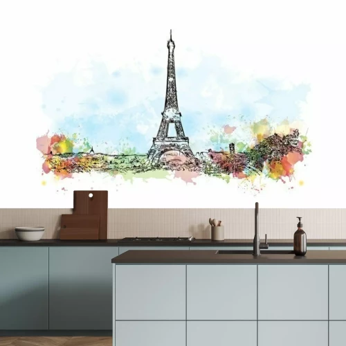 Sticker Aquarell Skizze des Eiffelturms Paris Frankreich in Vektor-Illustration.